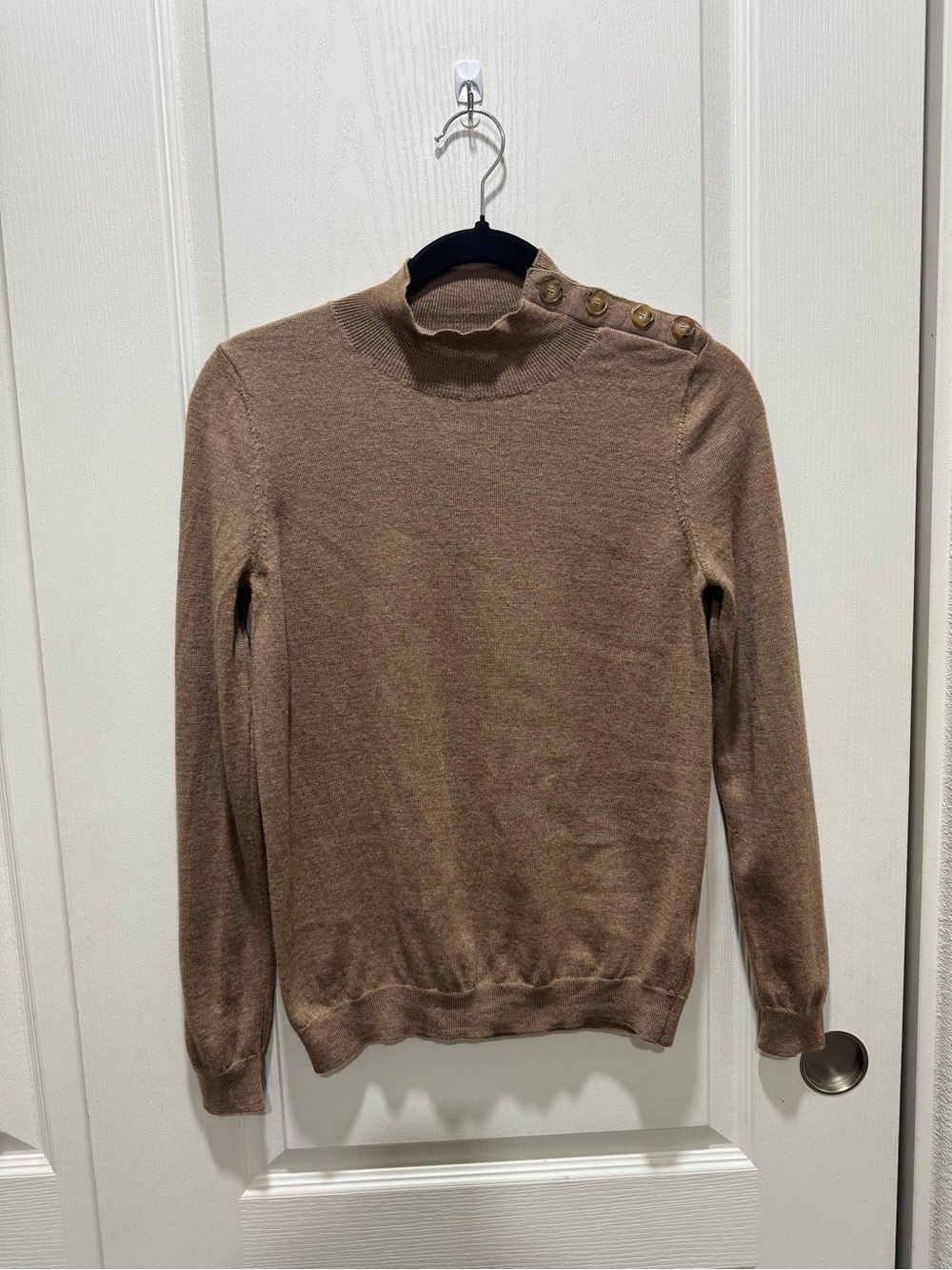 Sézane Merino Wool Mock Neck Sweater Brown Size S